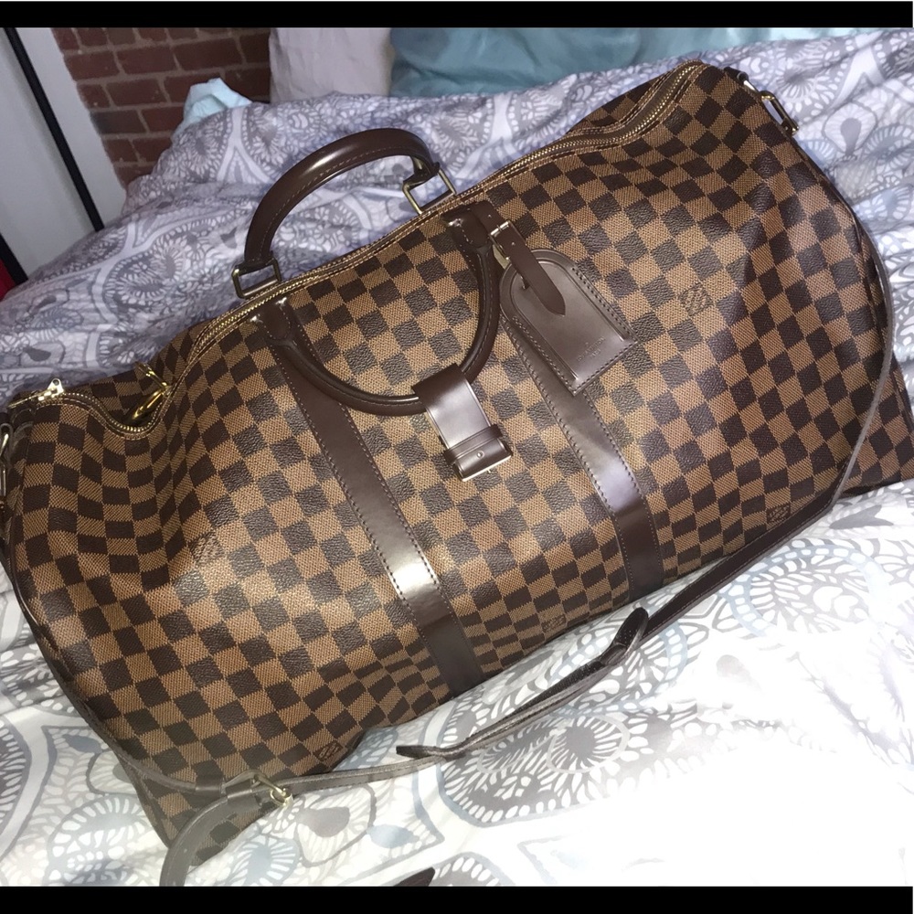 Louis Vuitton Brown Damier Ebene Keepall Travel Bag 55